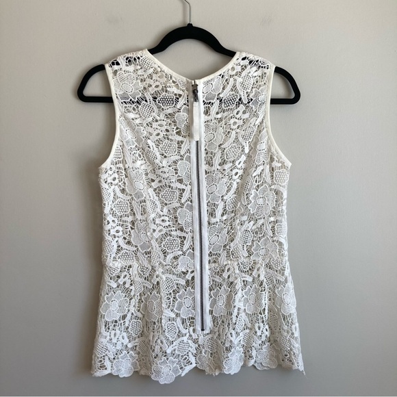 Cabi White Lace  Sheer Zip Up Tank Top S - Picture 7 of 9